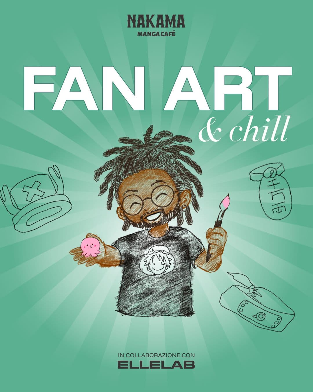 Cover image of fan art & Chill, the new event format by Elle Lab for Nakama Manga Cafè